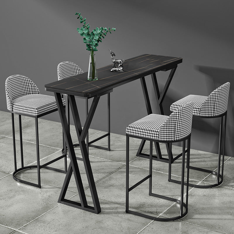 Modern Style Upholstered Counter Stool Low Back Bar Stool with Footrest