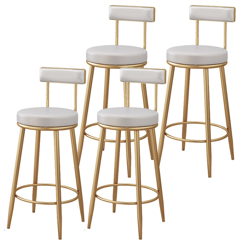 Modern Metal Frame Bar Stool Low Back Armless Round Seat with Footrest