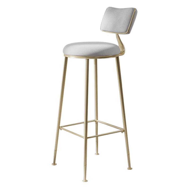Scandinavian Style Counter Stool Upholstered Round Bar Stool with Footrest