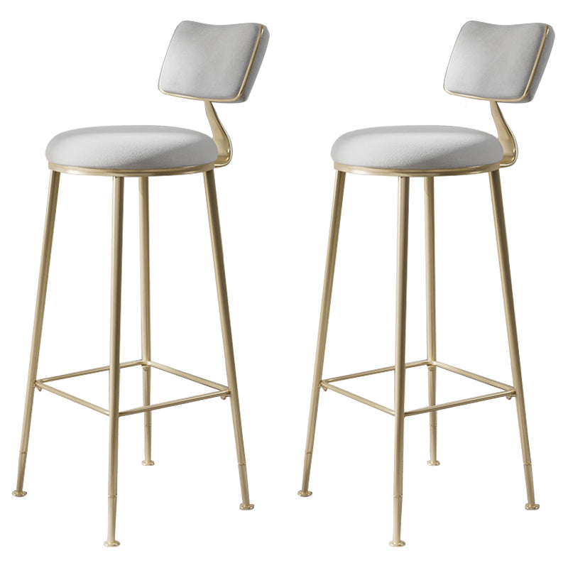 Scandinavian Style Counter Stool Upholstered Round Bar Stool with Footrest