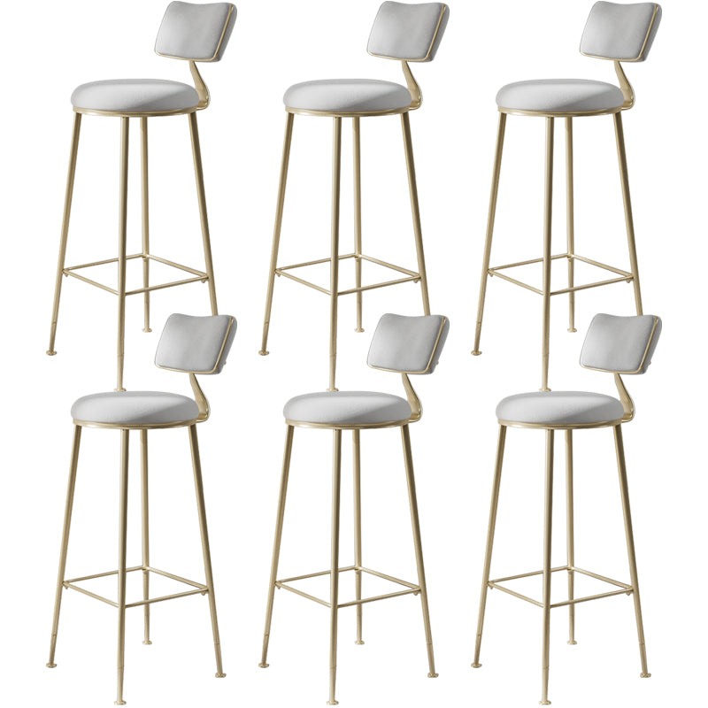 Scandinavian Style Counter Stool Upholstered Round Bar Stool with Footrest