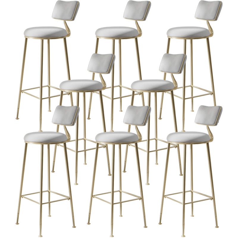 Scandinavian Style Counter Stool Upholstered Round Bar Stool with Footrest