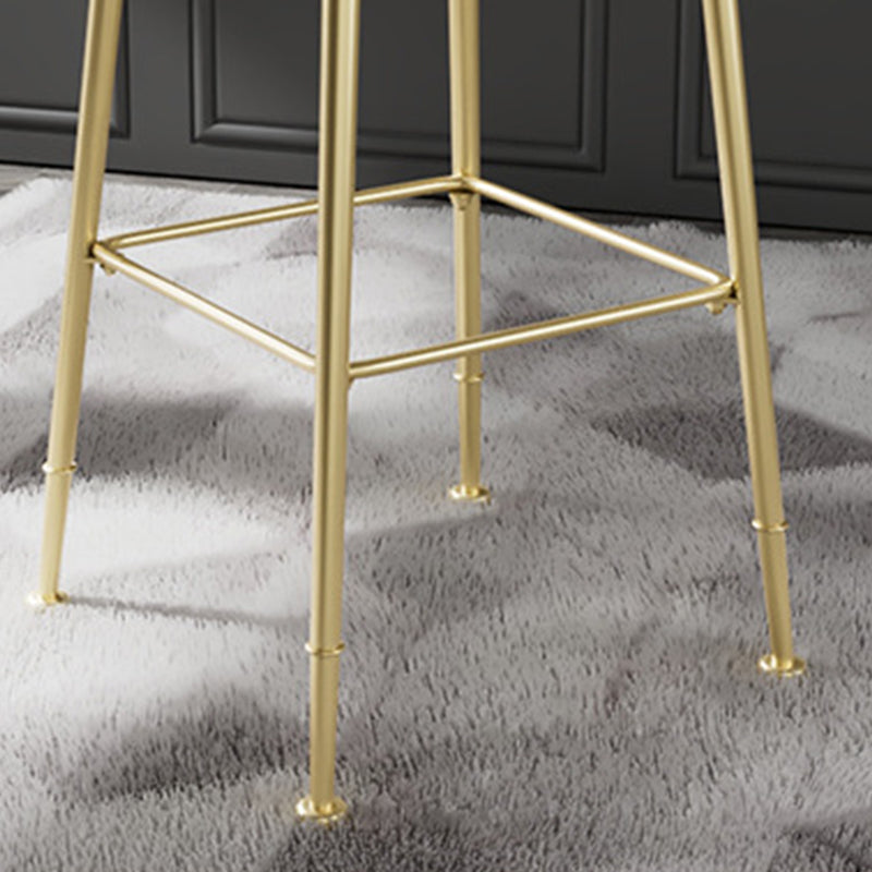 Scandinavian Style Counter Stool Upholstered Round Bar Stool with Footrest