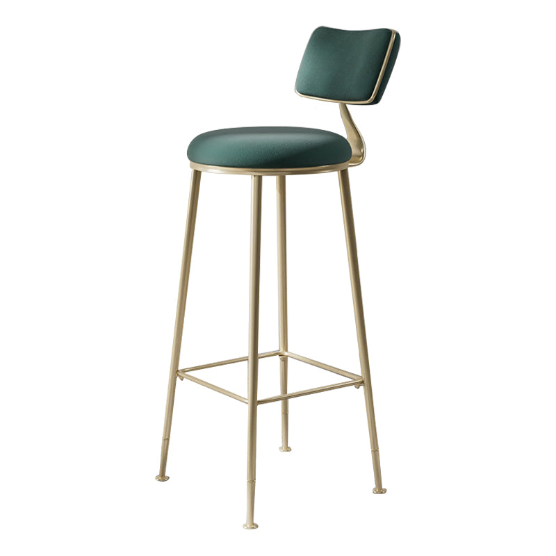 Scandinavian Style Counter Stool Upholstered Round Bar Stool with Footrest