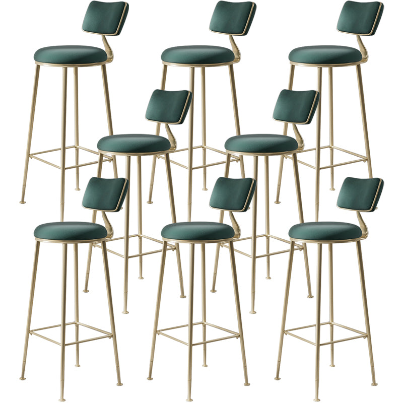 Scandinavian Style Counter Stool Upholstered Round Bar Stool with Footrest