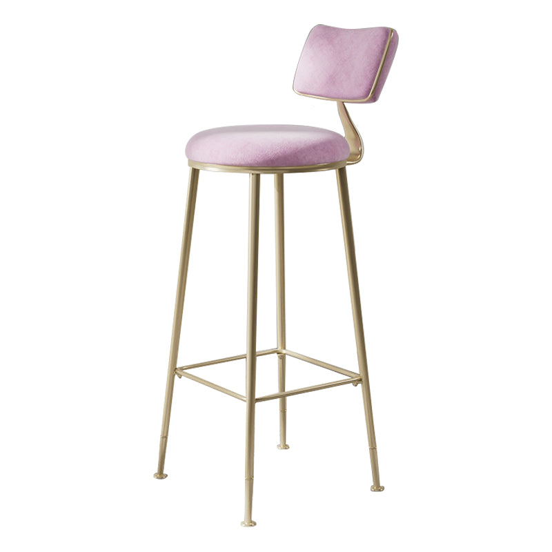 Scandinavian Style Counter Stool Upholstered Round Bar Stool with Footrest