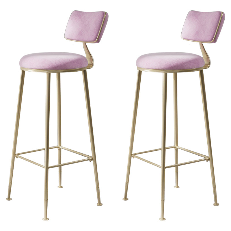 Scandinavian Style Counter Stool Upholstered Round Bar Stool with Footrest