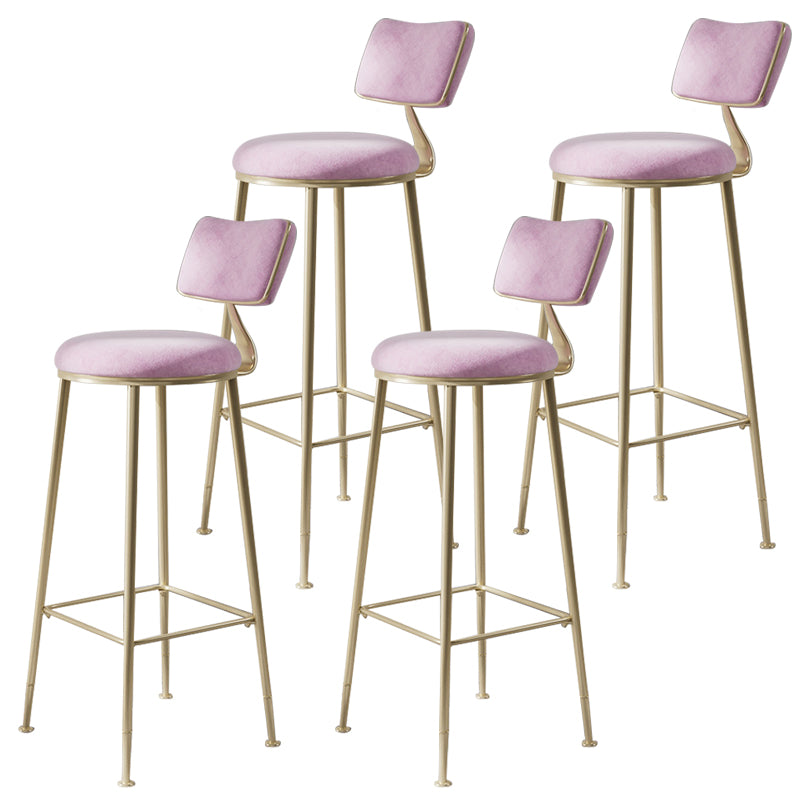 Scandinavian Style Counter Stool Upholstered Round Bar Stool with Footrest