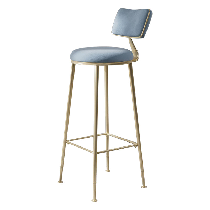 Scandinavian Style Counter Stool Upholstered Round Bar Stool with Footrest
