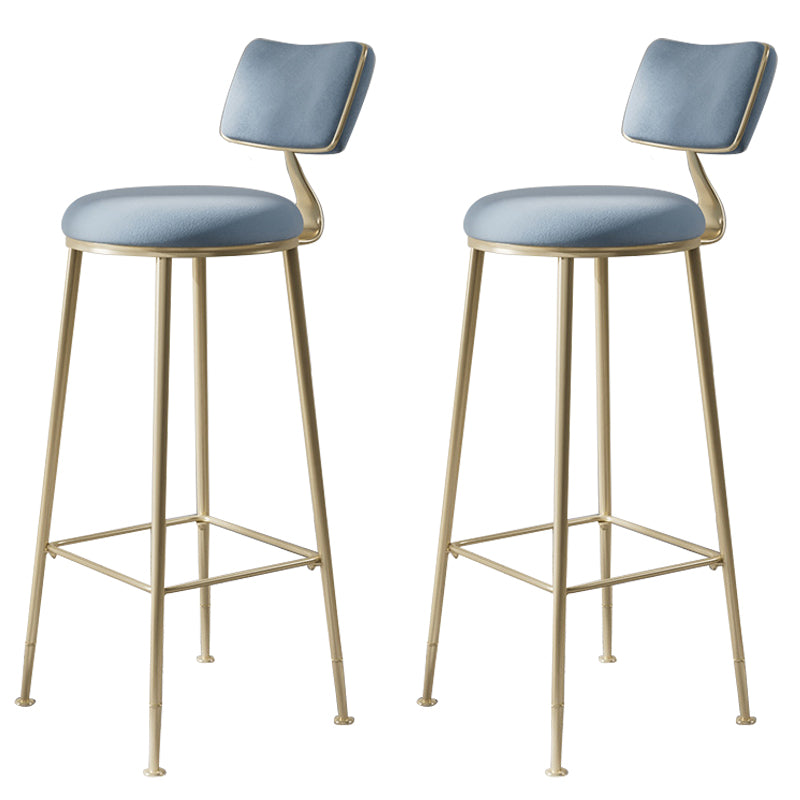 Scandinavian Style Counter Stool Upholstered Round Bar Stool with Footrest