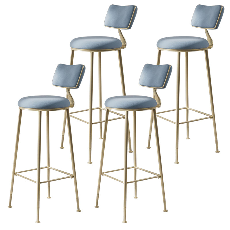 Scandinavian Style Counter Stool Upholstered Round Bar Stool with Footrest