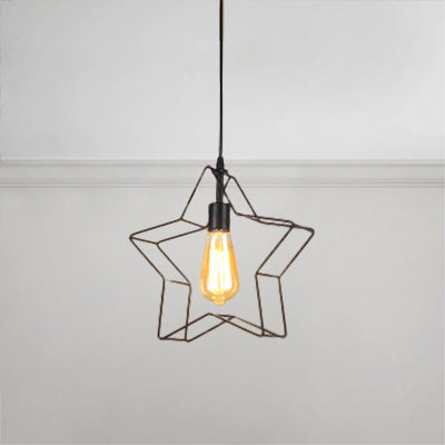 1 Light Star Ceiling Hanging Light Minimalist Black/Bronze Metal Wire Pendant Lighting for Living Room