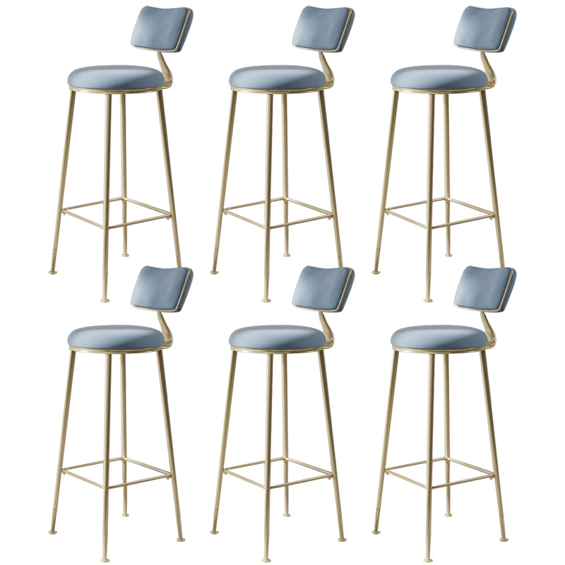 Scandinavian Style Counter Stool Upholstered Round Bar Stool with Footrest