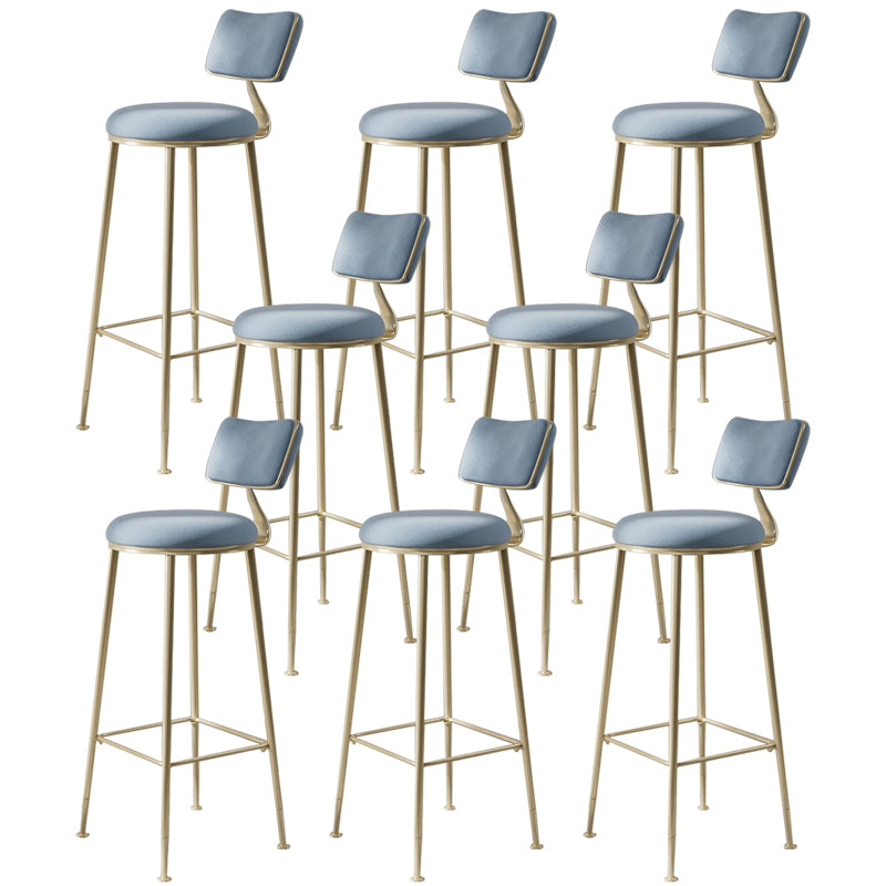 Scandinavian Style Counter Stool Upholstered Round Bar Stool with Footrest