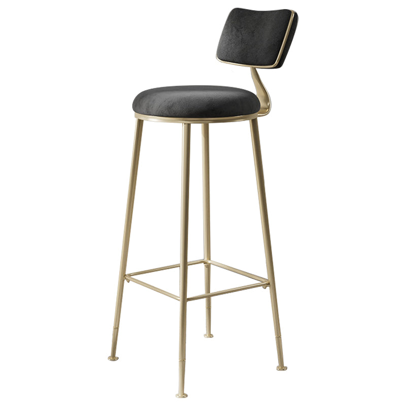 Scandinavian Style Counter Stool Upholstered Round Bar Stool with Footrest