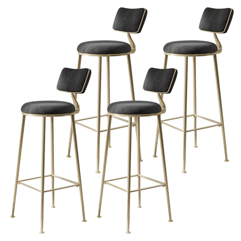 Scandinavian Style Counter Stool Upholstered Round Bar Stool with Footrest