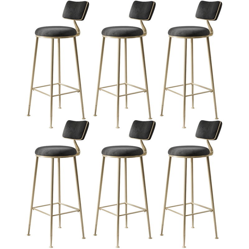 Scandinavian Style Counter Stool Upholstered Round Bar Stool with Footrest