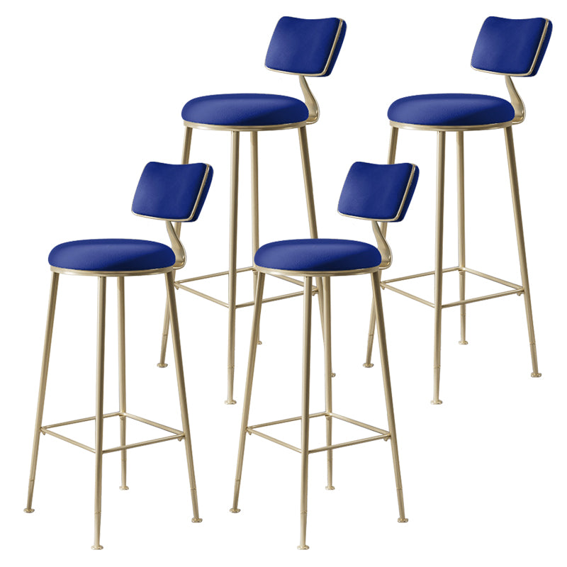 Scandinavian Style Counter Stool Upholstered Round Bar Stool with Footrest