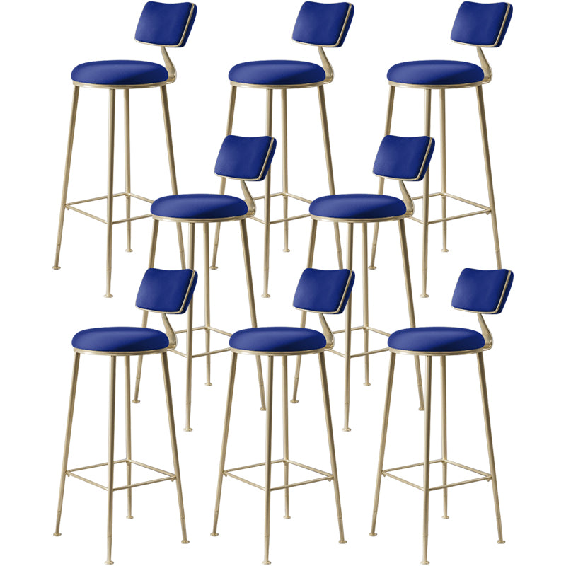 Scandinavian Style Counter Stool Upholstered Round Bar Stool with Footrest