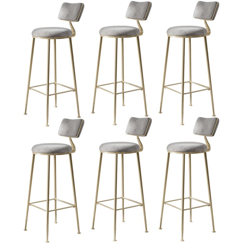 Scandinavian Style Counter Stool Upholstered Round Bar Stool with Footrest