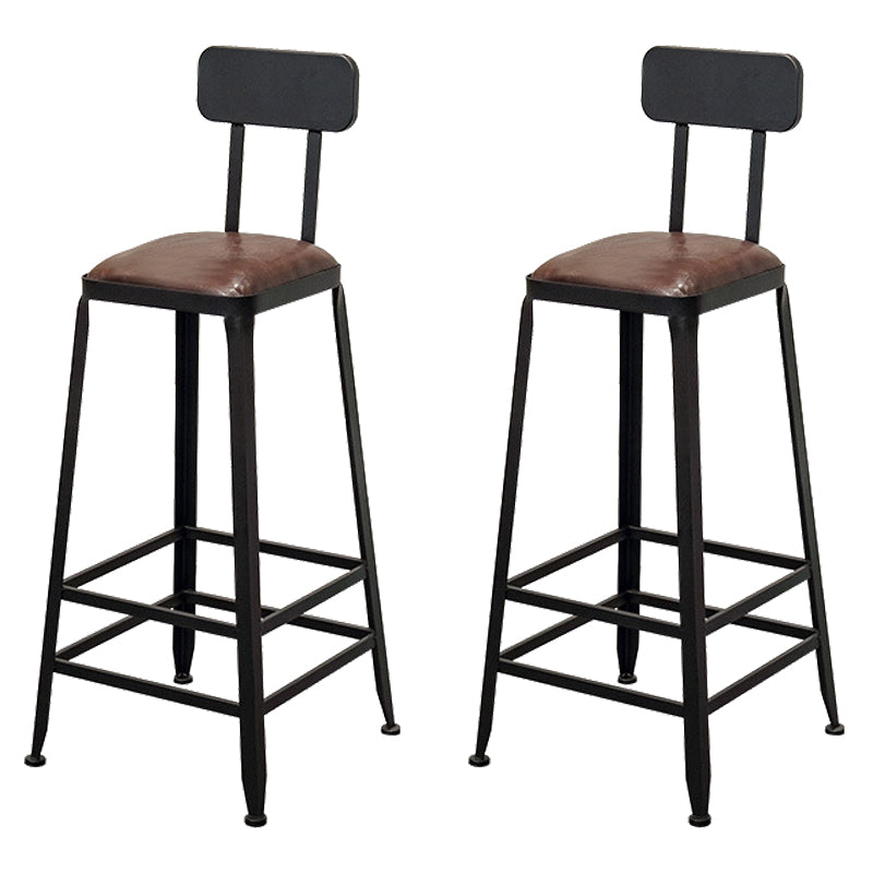 Contemporary Style Brown Barstool Low Back Bar Stool with Metal Legs