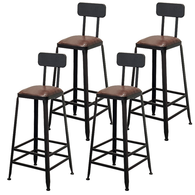 Contemporary Style Brown Barstool Low Back Bar Stool with Metal Legs