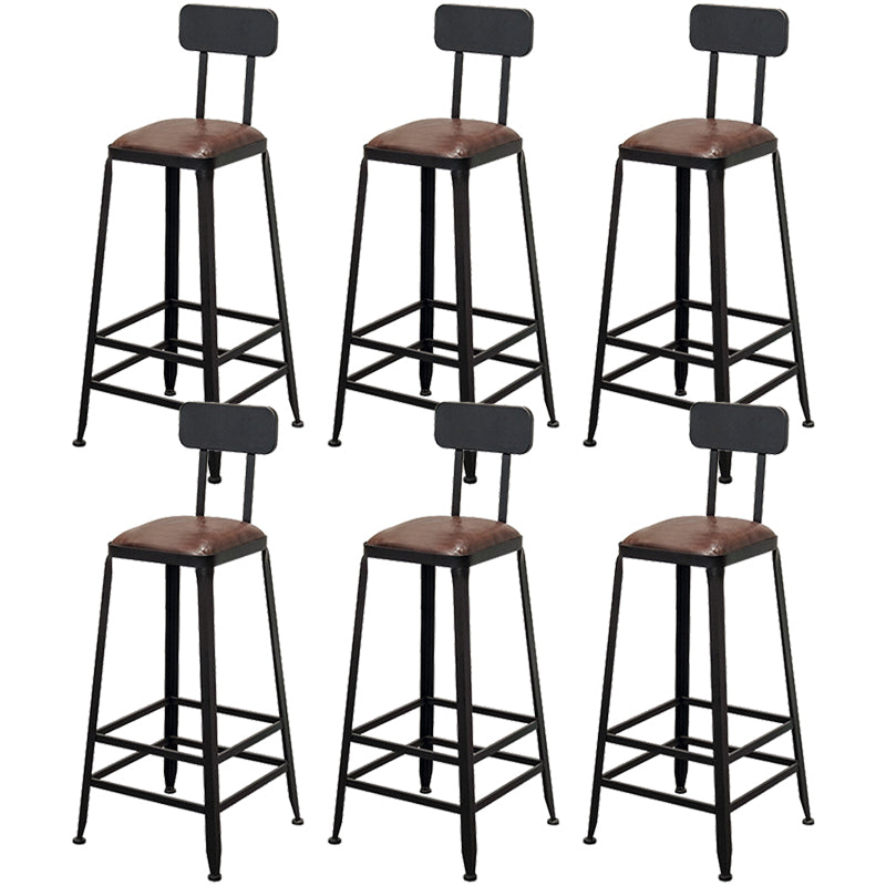 Contemporary Style Brown Barstool Low Back Bar Stool with Metal Legs