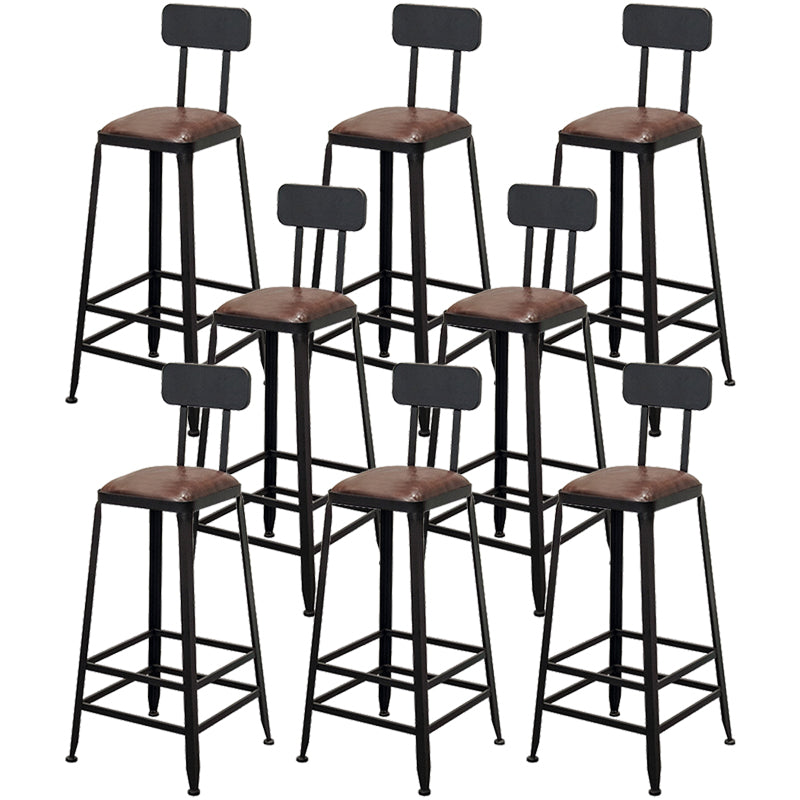 Contemporary Style Brown Barstool Low Back Bar Stool with Metal Legs