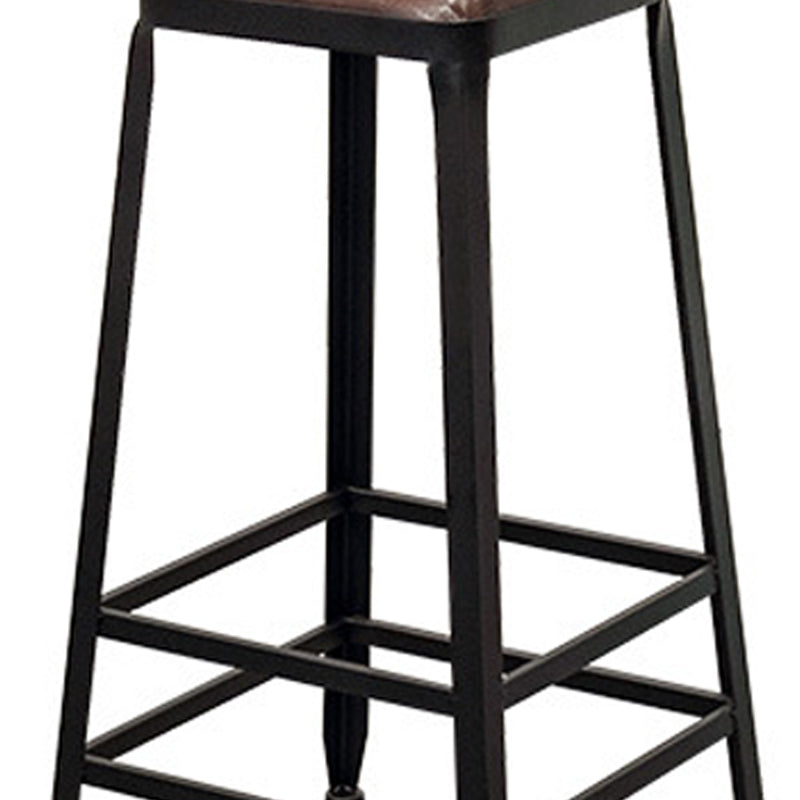 Contemporary Style Brown Barstool Low Back Bar Stool with Metal Legs