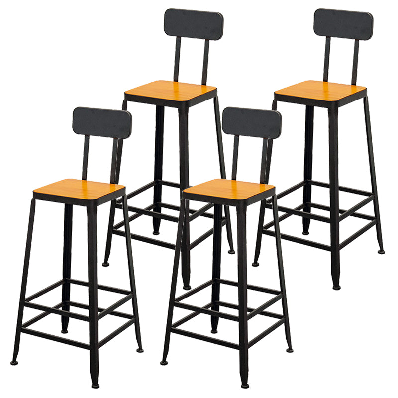 Contemporary Style Brown Barstool Low Back Bar Stool with Metal Legs
