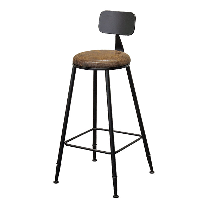 Contemporary Style Brown Barstool Low Back Bar Stool with Metal Legs