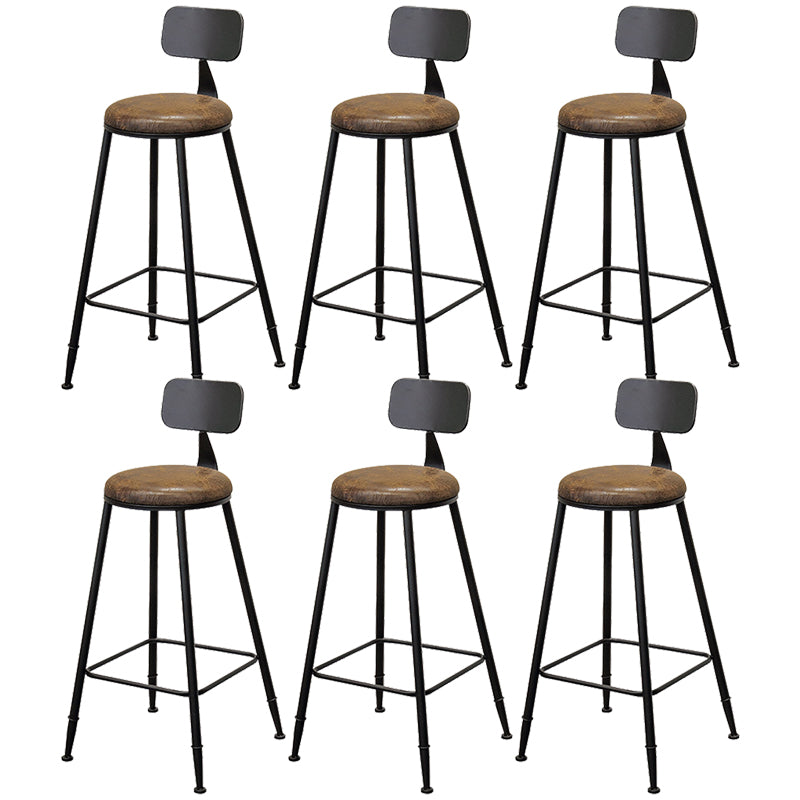 Contemporary Style Brown Barstool Low Back Bar Stool with Metal Legs