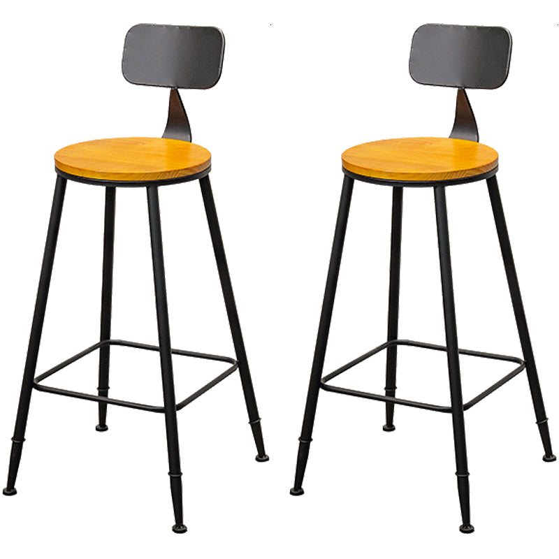 Contemporary Style Brown Barstool Low Back Bar Stool with Metal Legs