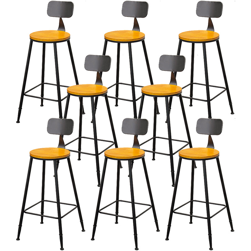Contemporary Style Brown Barstool Low Back Bar Stool with Metal Legs