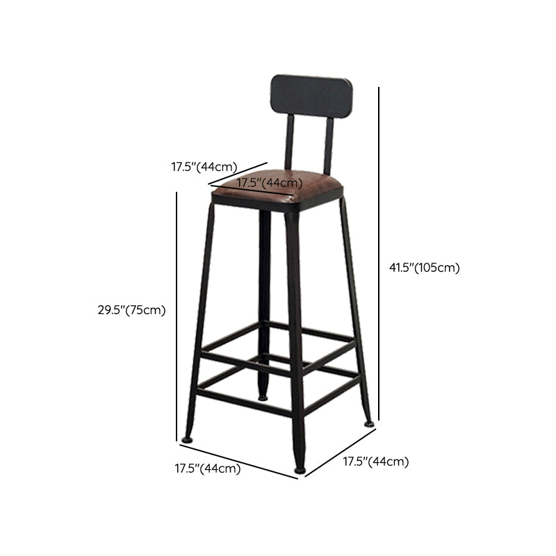 Contemporary Style Brown Barstool Low Back Bar Stool with Metal Legs