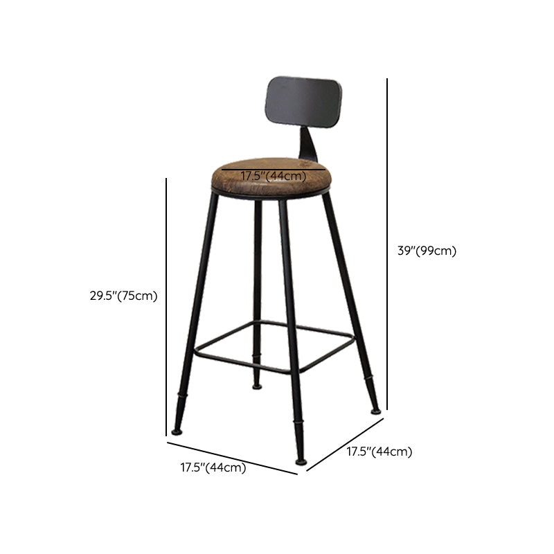 Contemporary Style Brown Barstool Low Back Bar Stool with Metal Legs