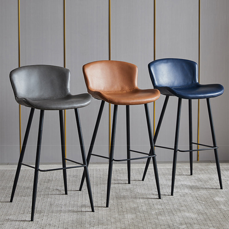 Contemporary Armless Bar Stool Faux Leather Bar Stool for Living Room