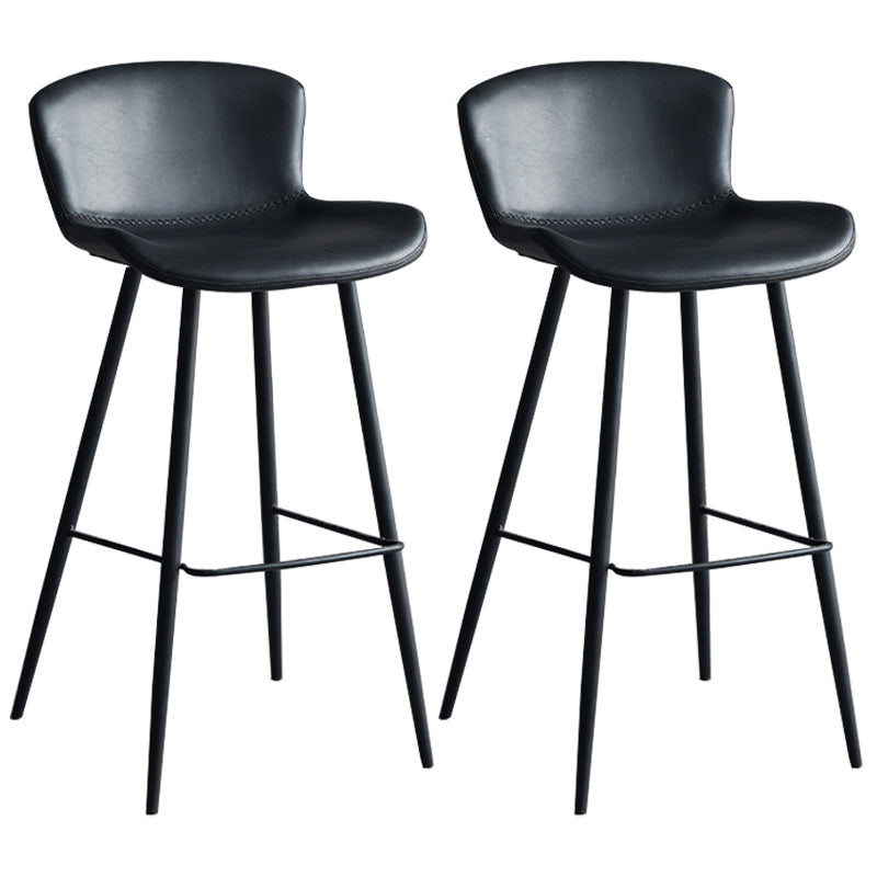 Contemporary Armless Bar Stool Faux Leather Bar Stool for Living Room