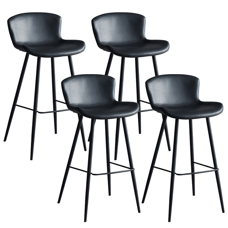Contemporary Armless Bar Stool Faux Leather Bar Stool for Living Room