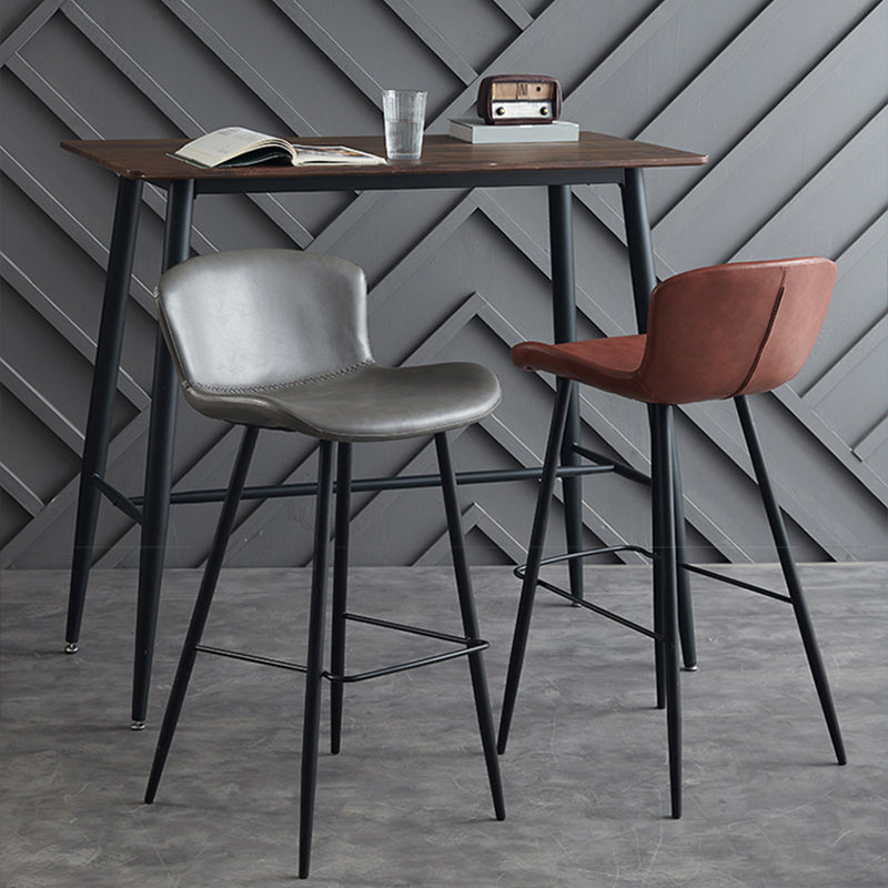 Contemporary Armless Bar Stool Faux Leather Bar Stool for Living Room