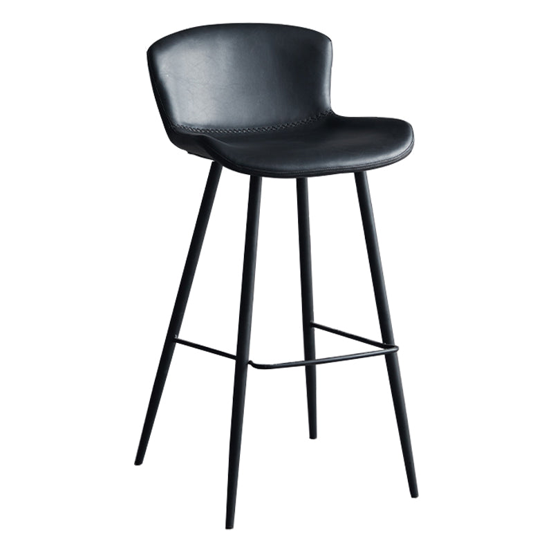Contemporary Armless Bar Stool Faux Leather Bar Stool for Living Room