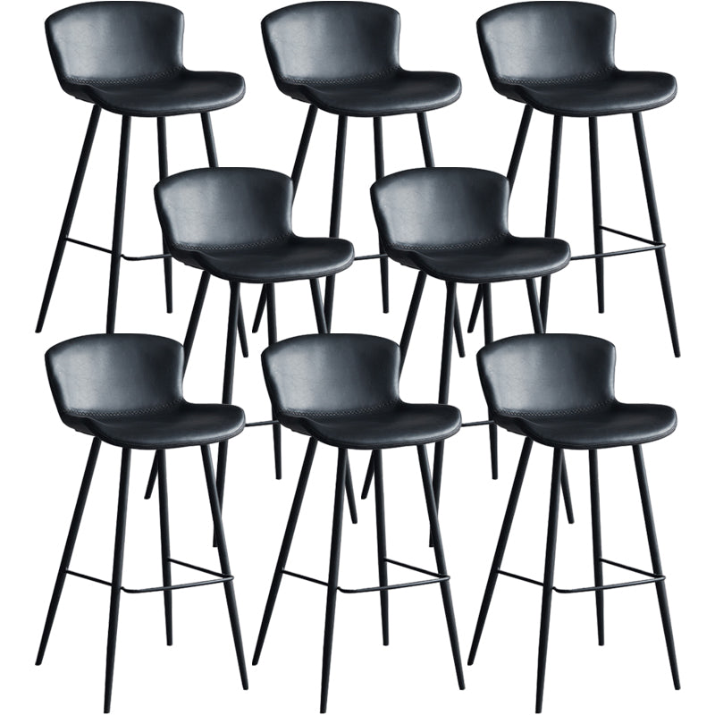 Contemporary Armless Bar Stool Faux Leather Bar Stool for Living Room