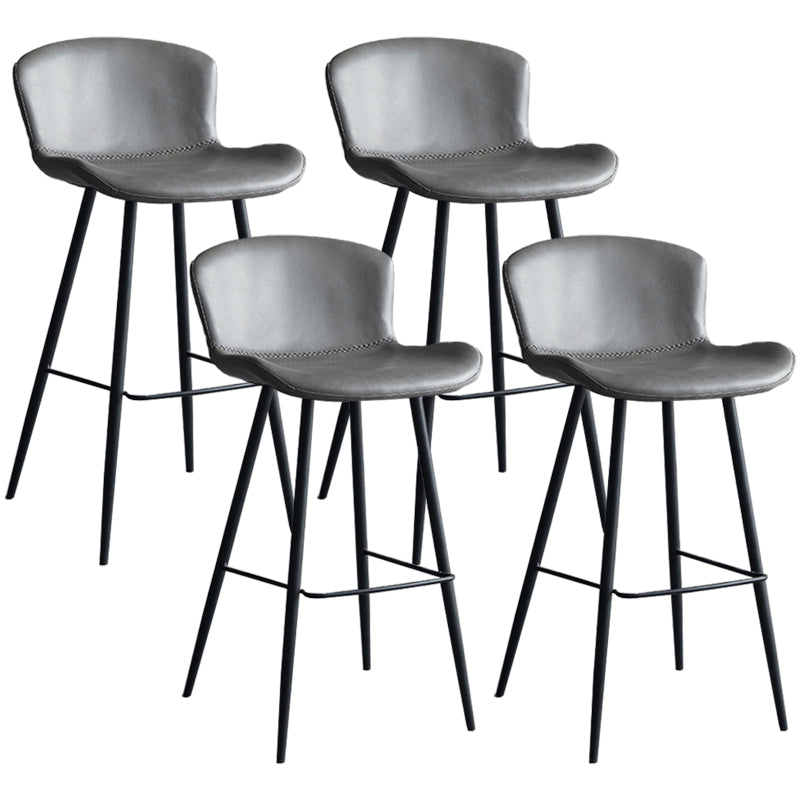 Contemporary Armless Bar Stool Faux Leather Bar Stool for Living Room
