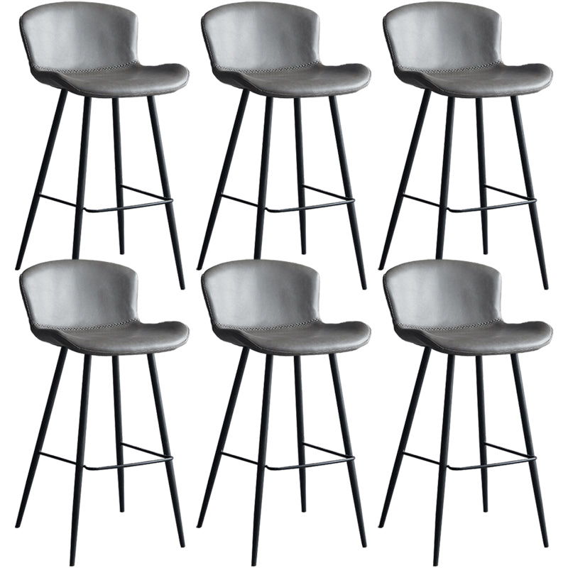 Contemporary Armless Bar Stool Faux Leather Bar Stool for Living Room