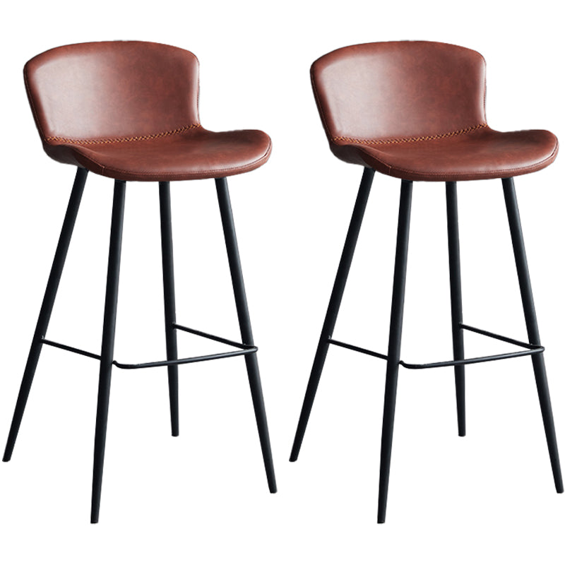 Contemporary Armless Bar Stool Faux Leather Bar Stool for Living Room