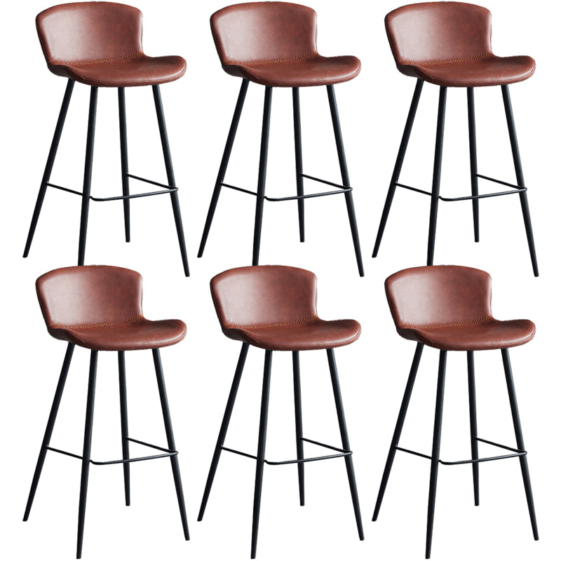 Contemporary Armless Bar Stool Faux Leather Bar Stool for Living Room