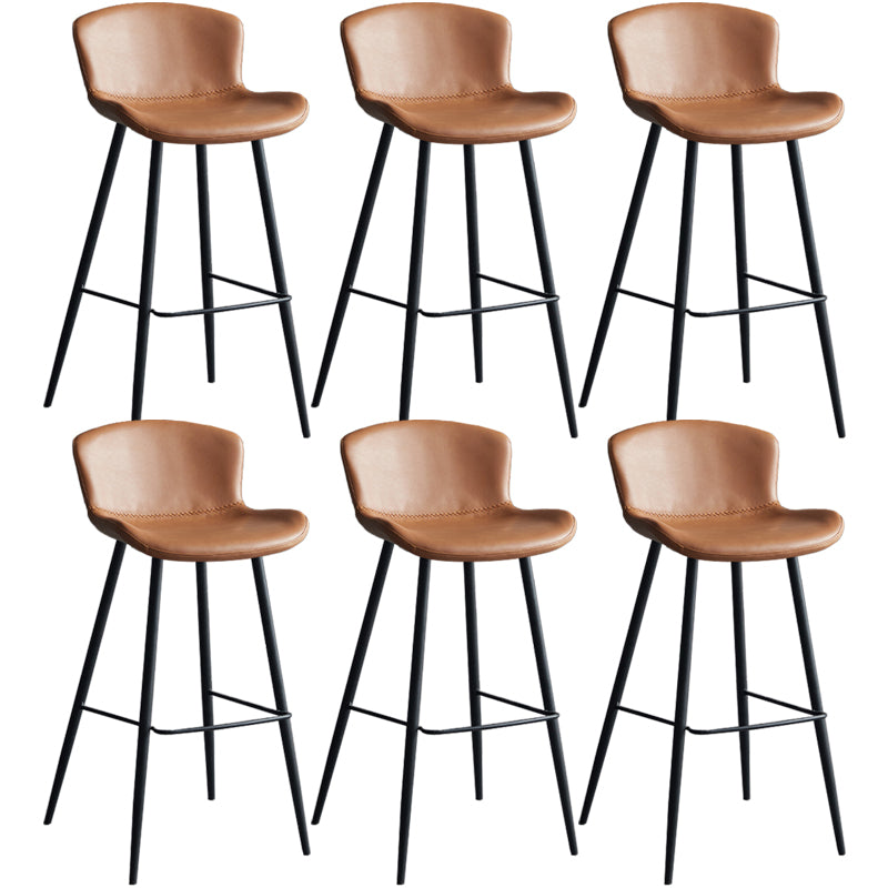 Contemporary Armless Bar Stool Faux Leather Bar Stool for Living Room