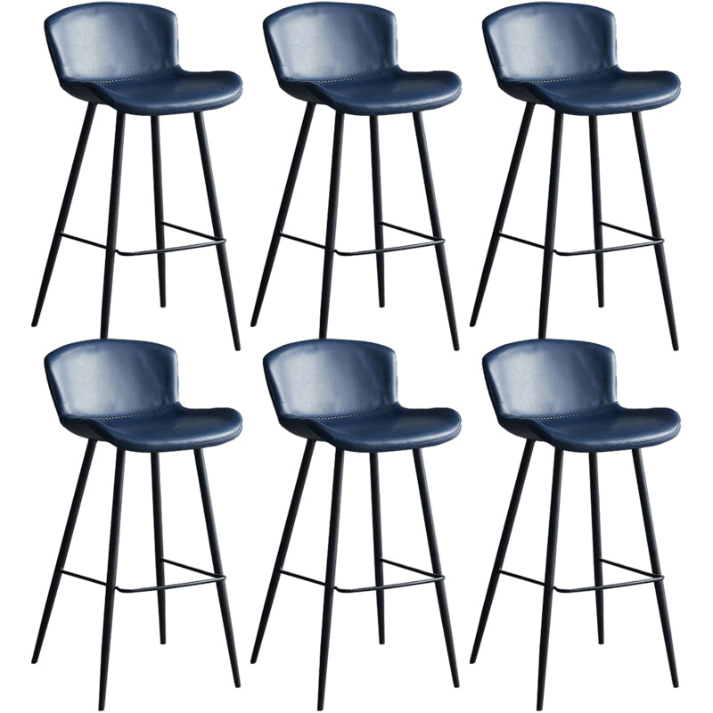 Contemporary Armless Bar Stool Faux Leather Bar Stool for Living Room