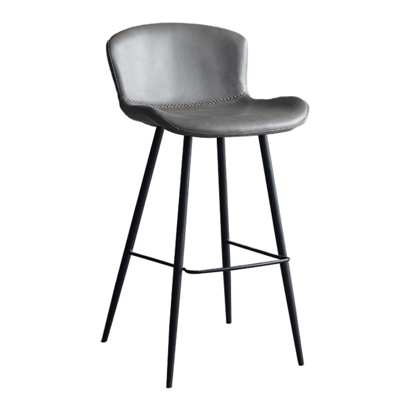 Contemporary Armless Bar Stool Faux Leather Bar Stool for Living Room