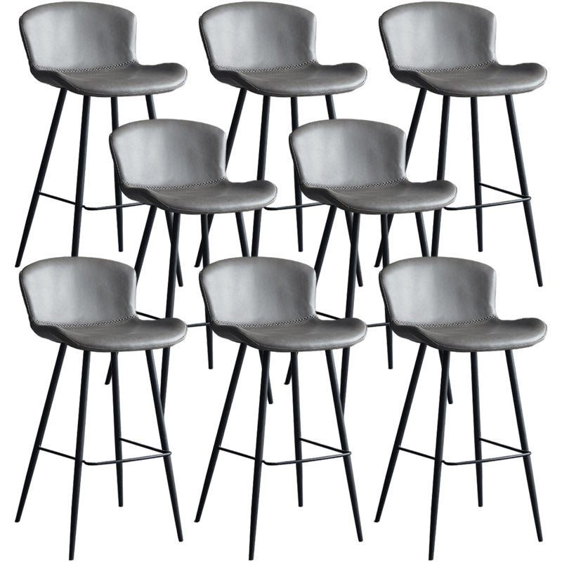 Contemporary Armless Bar Stool Faux Leather Bar Stool for Living Room